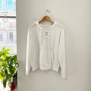 Gap White Tie Up Lightweight Hoodie Sweatshirt Size Small